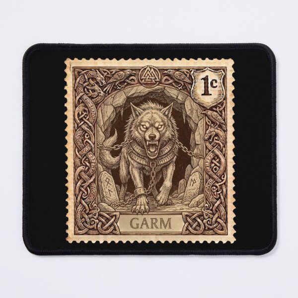 Item preview, Vintage Norse Garm Stamp - Viking Mythical Wolf Art designed and sold by JeanChiale.