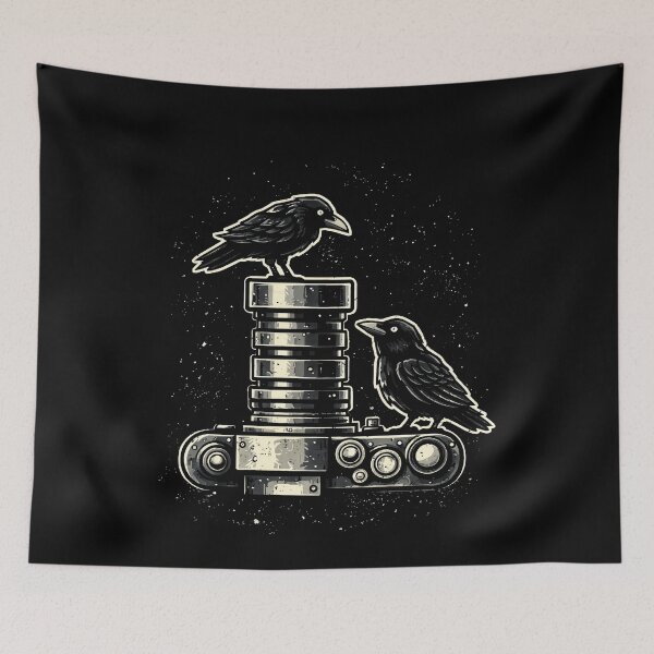 Item preview, Raven perched on vintage camera design designed and sold by rafaeltto.