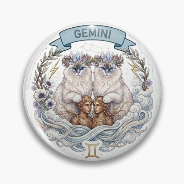 Item preview, Gemini Zodiac Cats with Crystal Crowns - Cute Astrological Twin Kitties Design designed and sold by PetalsPaws.