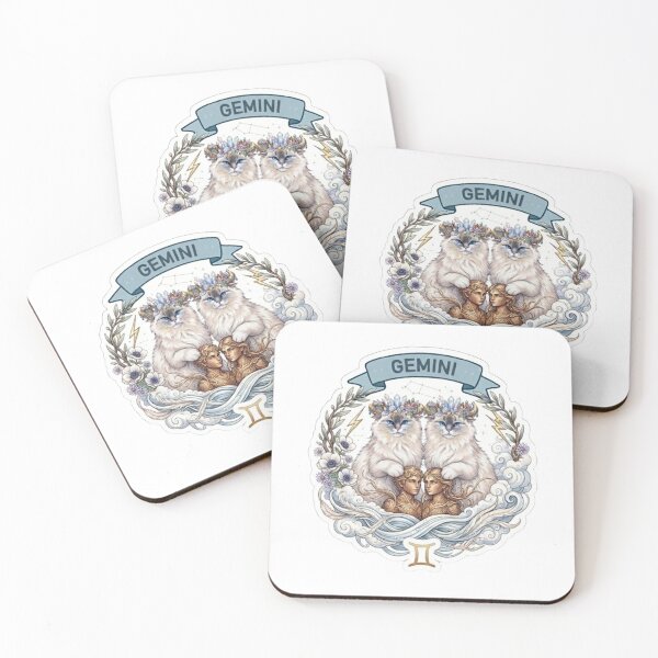 Item preview, Gemini Zodiac Cats with Crystal Crowns - Cute Astrological Twin Kitties Design designed and sold by PetalsPaws.