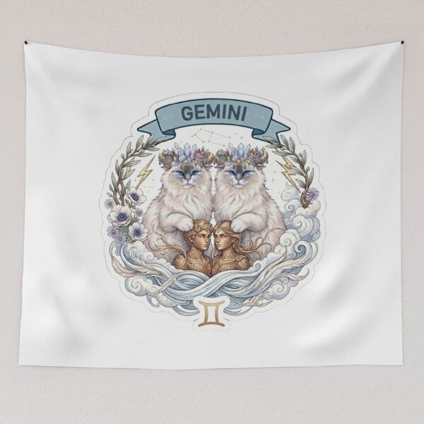 Item preview, Gemini Zodiac Cats with Crystal Crowns - Cute Astrological Twin Kitties Design designed and sold by PetalsPaws.