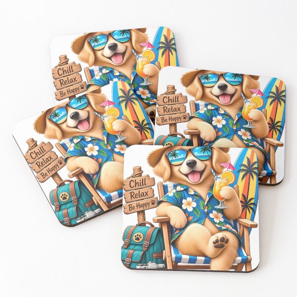 Item preview, Summer Chill Golden Retriever | Cute Beach Vacation T-Shirt Design designed and sold by : CraftyVibes.