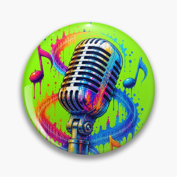 Item preview, Vintage Microphone Splash Art - Colorful Retro Mic & Flowing Music Notes designed and sold by SVox.
