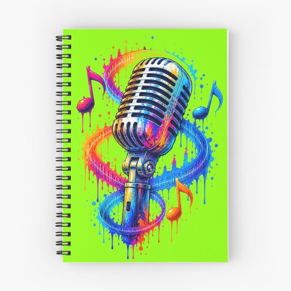 Item preview, Vintage Microphone Splash Art - Colorful Retro Mic & Flowing Music Notes designed and sold by SVox.
