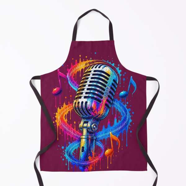Item preview, Vintage Microphone Splash Art - Colorful Retro Mic & Flowing Music Notes designed and sold by SVox.