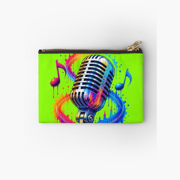 Item preview, Vintage Microphone Splash Art - Colorful Retro Mic & Flowing Music Notes designed and sold by SVox.