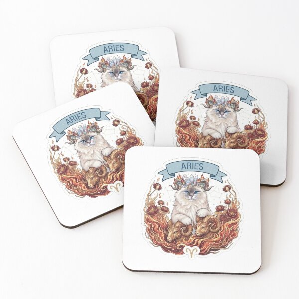 Item preview, Aries Cat Zodiac Sign Cute Astrological Fire Sign Sticker Design designed and sold by PetalsPaws.