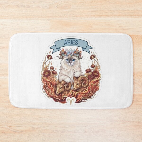 Item preview, Aries Cat Zodiac Sign Cute Astrological Fire Sign Sticker Design designed and sold by PetalsPaws.