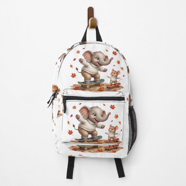 Item preview, Cute Elephant and Mouse Skateboarding Autumn Adventure designed and sold by BonnieGlam13.