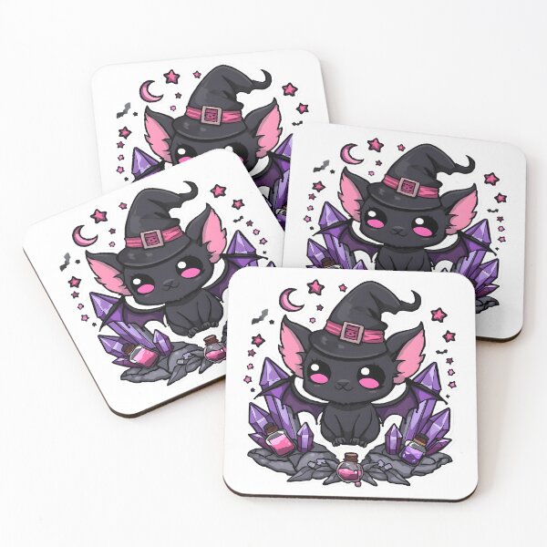 Item preview, Cute Witch Bat with Purple Crystals & Potions | Kawaii Gothic Halloween Bat designed and sold by dreamz-world.