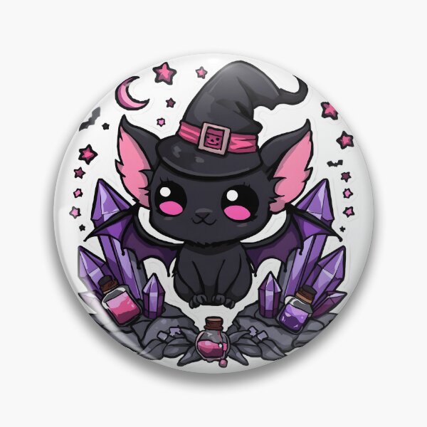 Item preview, Cute Witch Bat with Purple Crystals & Potions | Kawaii Gothic Halloween Bat designed and sold by dreamz-world.