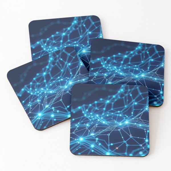 Item preview, Blue Cyber Network Glowing Nodes Abstract designed and sold by IntelliMindDesigns.