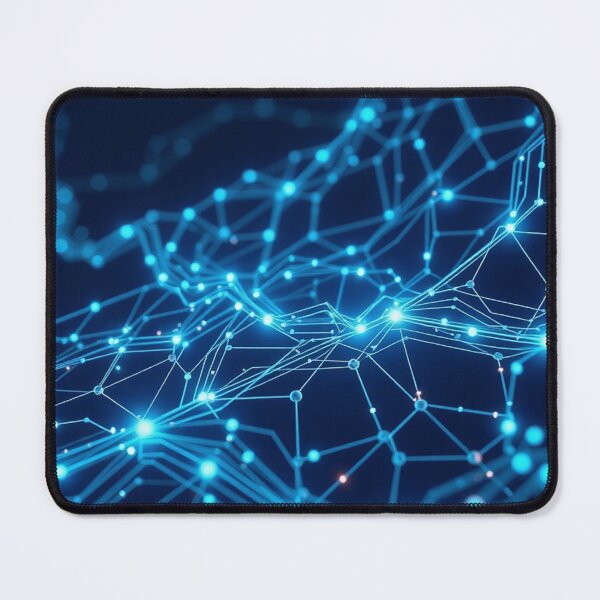 Item preview, Blue Cyber Network Glowing Nodes Abstract designed and sold by IntelliMindDesigns.