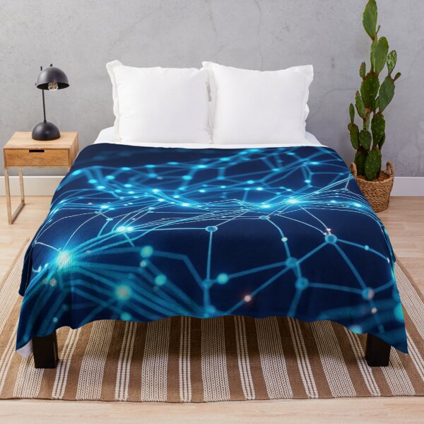 Item preview, Blue Cyber Network Glowing Nodes Abstract designed and sold by IntelliMindDesigns.
