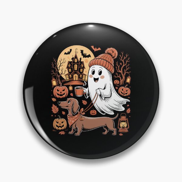 Artikelvorschau, Gemütlicher Geist spaziert mit dem Halloween-Dackel entworfen und verkauft von jkrphoto.