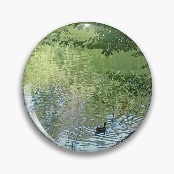 Item preview, Mallard Duck Swimming in Green Lake Reflections - Forest Landscape Art designed and sold by EpicVistas.