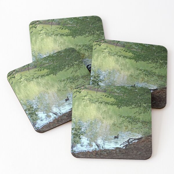 Item preview, Mallard Duck Swimming in Green Lake Reflections - Forest Landscape Art designed and sold by EpicVistas.