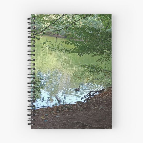 Item preview, Mallard Duck Swimming in Green Lake Reflections - Forest Landscape Art designed and sold by EpicVistas.