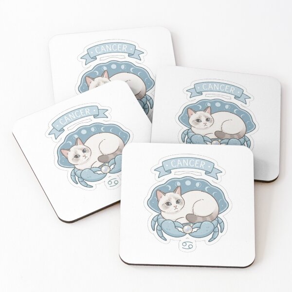 Item preview, Cancer Zodiac Cat with Crab and Moon Phases - Cute Astrological Kitty Design designed and sold by PetalsPaws.