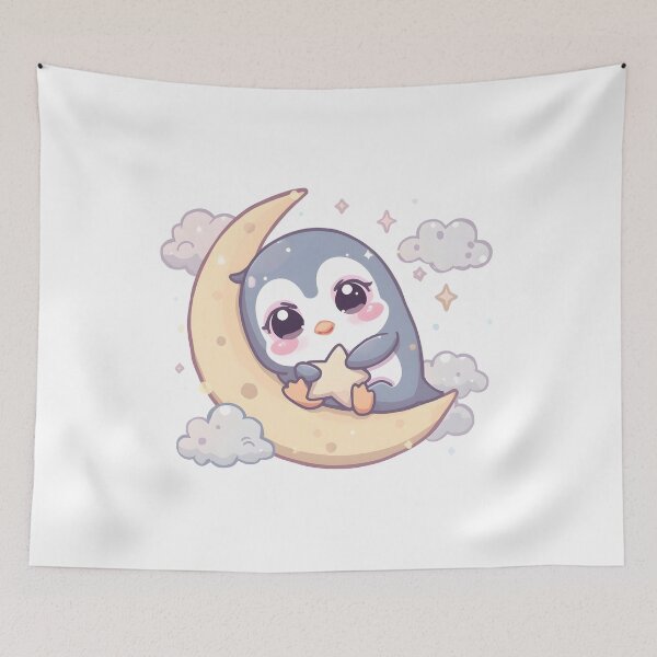 Item preview, Cute Penguin on Crescent Moon | Kawaii Sleepy Penguin Dreamy Night Aesthetic designed and sold by dreamz-world.
