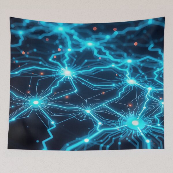Item preview, Blue Electric Lightning Network Abstract designed and sold by IntelliMindDesigns.