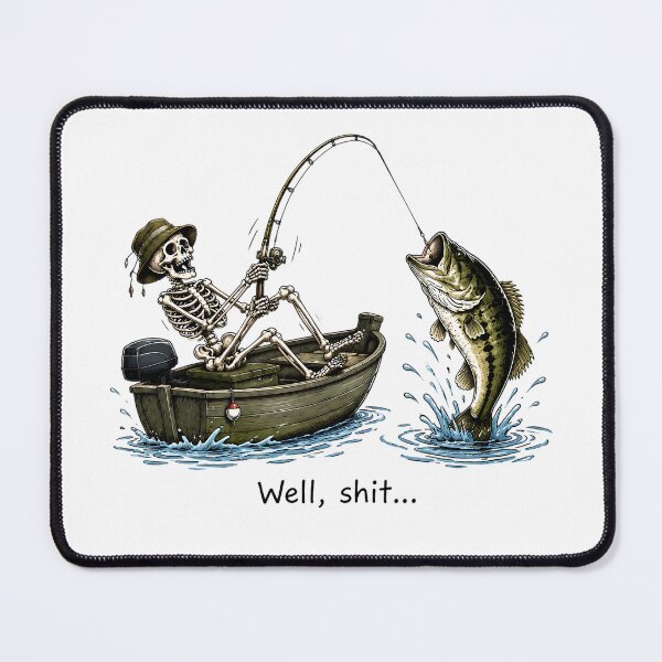 Item preview, Skeleton Bass Fishing Well Shit Funny Skeleton Fishing Design for Fishermen designed and sold by CatiaStudioArt.