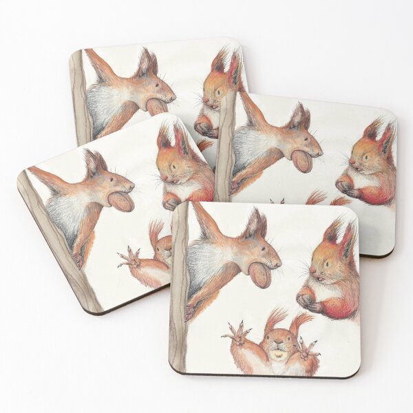 Item preview, Illustration of a red squirrel in various poses designed and sold by Kimberley Cummings Illustration.