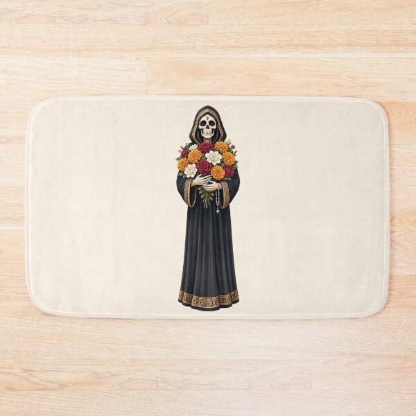 Item preview, Santa Muerte with Marigold and Rose Flowers designed and sold by SweetLilith.