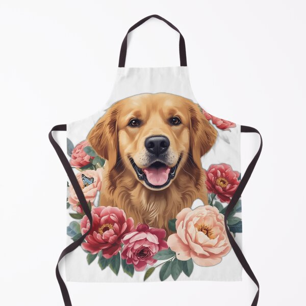 Item preview, Golden Retriever Floral Portrait – Happy Dog with Roses designed and sold by RobertArt08.