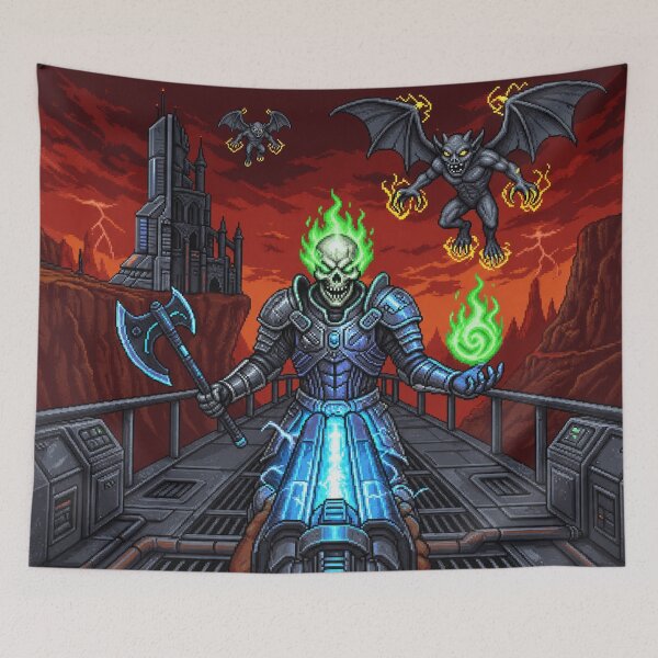 Item preview, Facing Down The Hordes Of Evil | Shotgun Charged | Faux Retro FPS Screenshot | Pixel Art designed and sold by GRAIL-PIXXAILL.