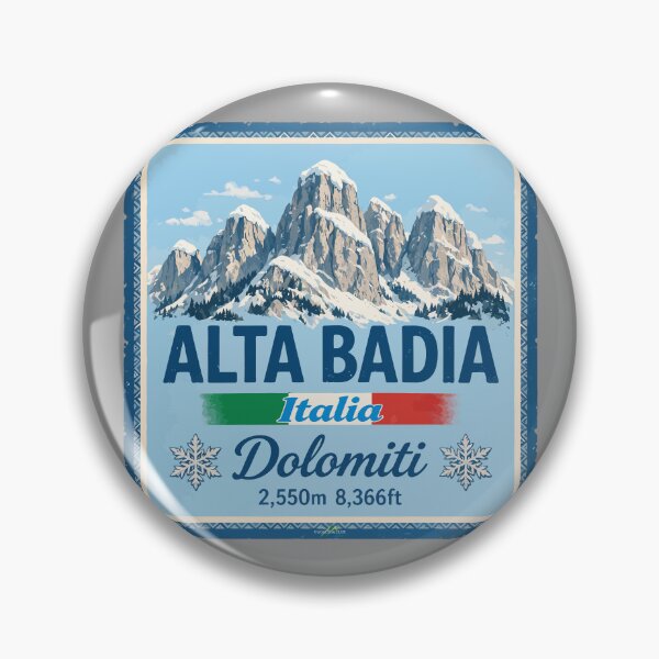 Item preview, Alta Badia Italy Italia Dolomites Ski Skiing Sticker TShirt 03 designed and sold by OuterShellUK.