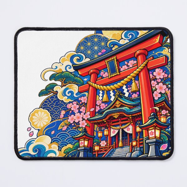 Item preview, Japanese Shrine Pop Art – Blue & Gold Torii designed and sold by アミヤジャ.