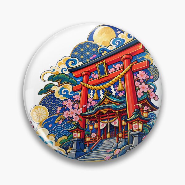 Item preview, Japanese Shrine Pop Art – Blue & Gold Torii designed and sold by アミヤジャ.