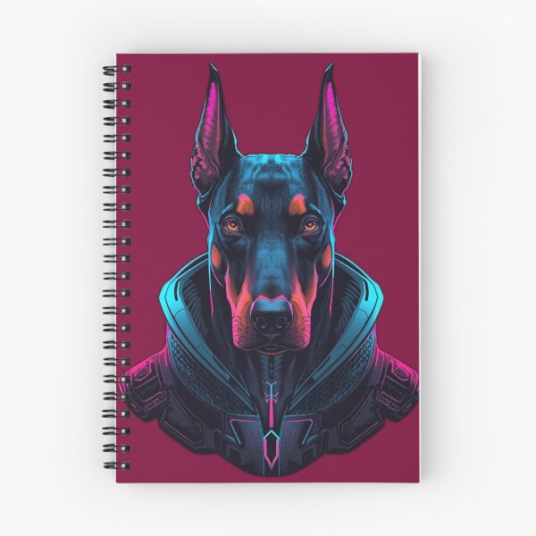 Item preview, Cyberpunk Doberman – Neon Futuristic Warrior Dog designed and sold by RobertArt08.