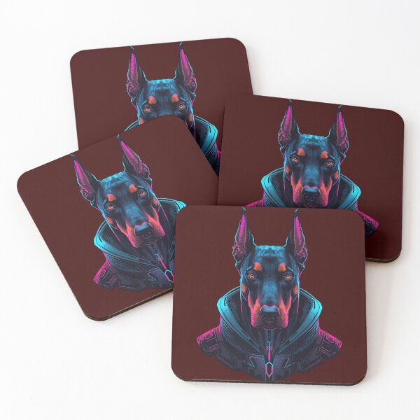 Item preview, Cyberpunk Doberman – Neon Futuristic Warrior Dog designed and sold by RobertArt08.
