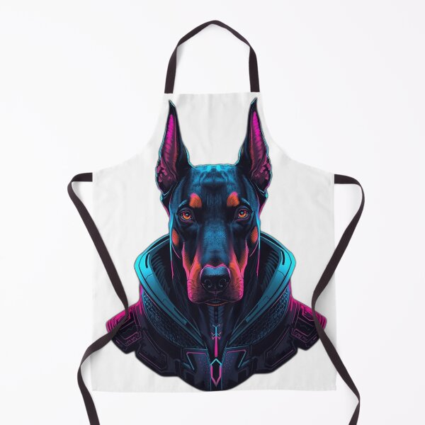 Item preview, Cyberpunk Doberman – Neon Futuristic Warrior Dog designed and sold by RobertArt08.