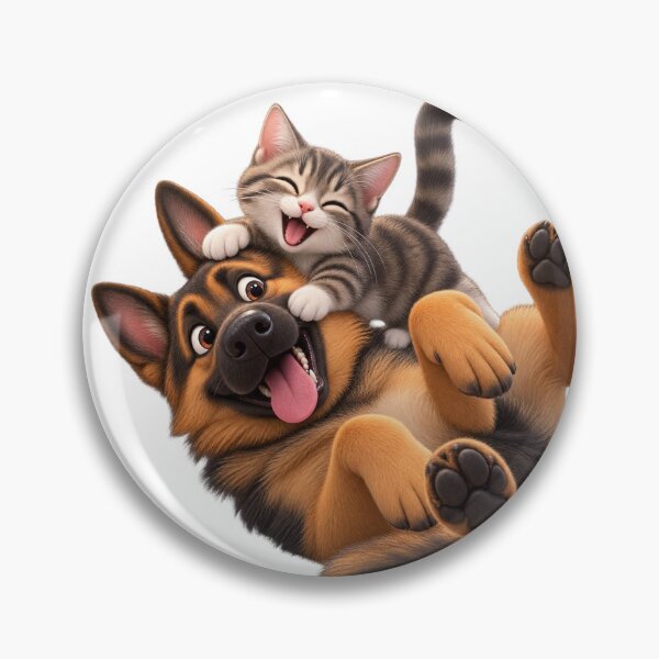 Item preview, German Shepherd and Cat Sticker designed and sold by kissing Pets.