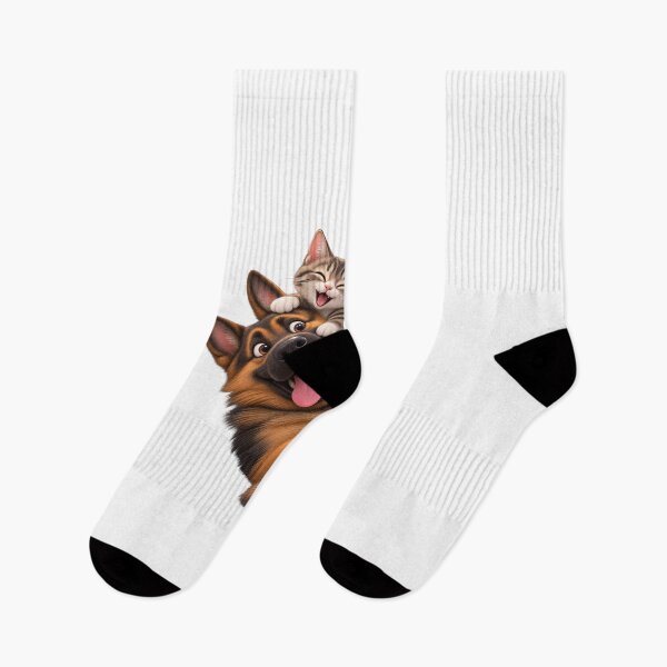 Item preview, German Shepherd and Cat Sticker designed and sold by kissing Pets.