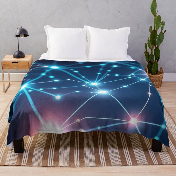 Artikelvorschau, Blau-rosa Neon-Netzwerkverbindungskunst entworfen und verkauft von IntelliMindDesigns.