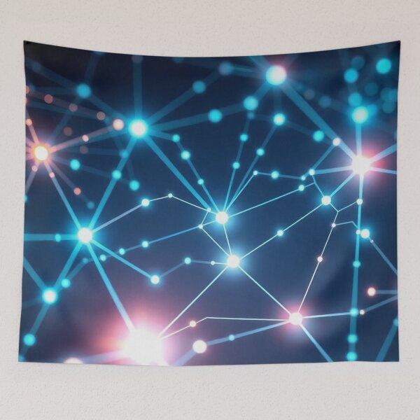 Item preview, Blue Pink Neon Network Connection Art designed and sold by IntelliMindDesigns.