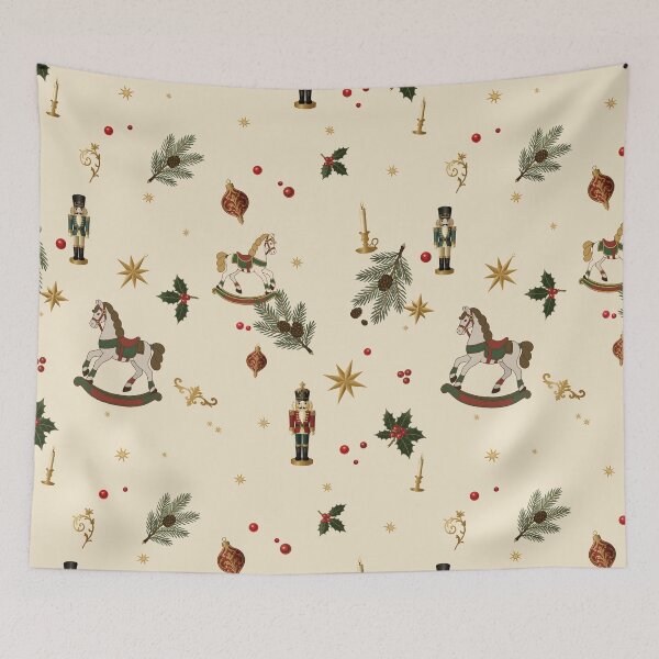 Item preview, Rocking Horse and Nutcracker Christmas Toss — Vintage Ivory designed and sold by NATHA PALETTE.