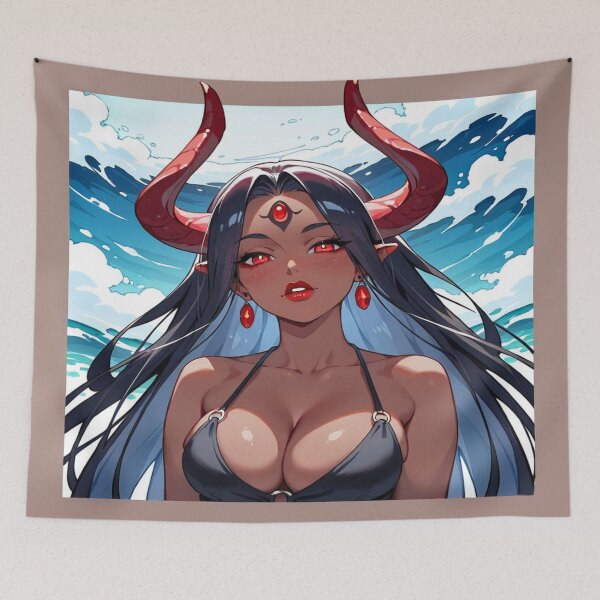 Item preview, Retrato de sirena cornuda | Día de playa de la chica demonio designed and sold by KasaHunterHarem.