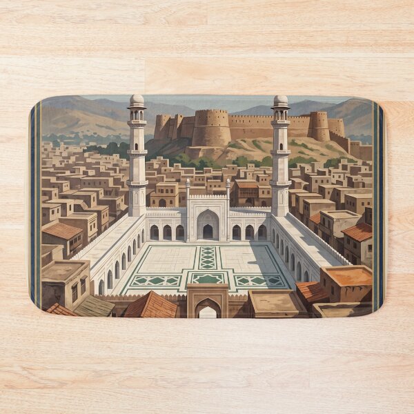 Item preview, Peshawar Pakistan Vintage Travel Art – Bala Hissar Fort & Old City designed and sold by Bomax121.