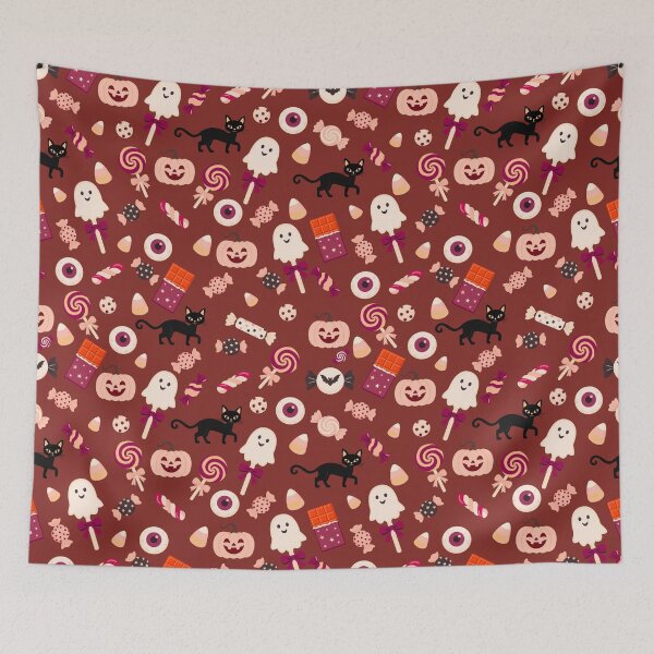 Item preview, Trick or Treat Sweets – Cute Halloween Candy & Black Cat Pattern | Red designed and sold by Frohyou.