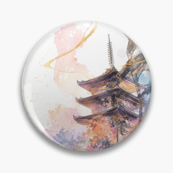 Item preview, Autumn Kyoto Dream — Watercolor Pagoda & Golden Leaves designed and sold by アミヤジャ.