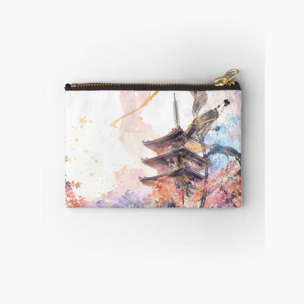 Item preview, Autumn Kyoto Dream — Watercolor Pagoda & Golden Leaves designed and sold by アミヤジャ.