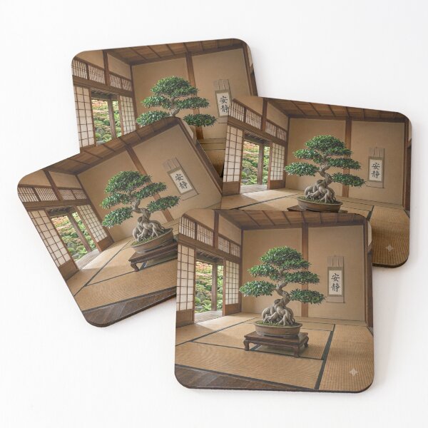 Item preview, Ginseng Ficus Bonsai Art Print - Traditional Tatami Room Decor designed and sold by Purrfecta.