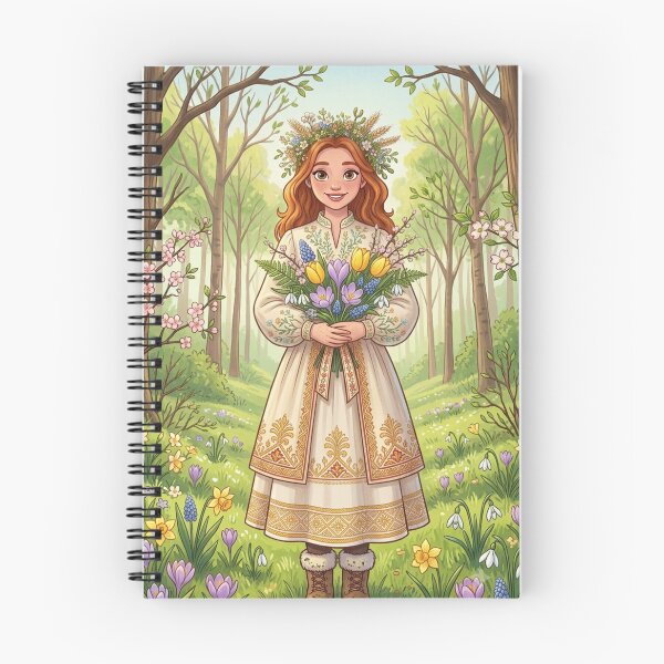 Item preview, Spring Ukrainian Girl in Embroidered Dress with Spring Flowers Art designed and sold by ElenMart.