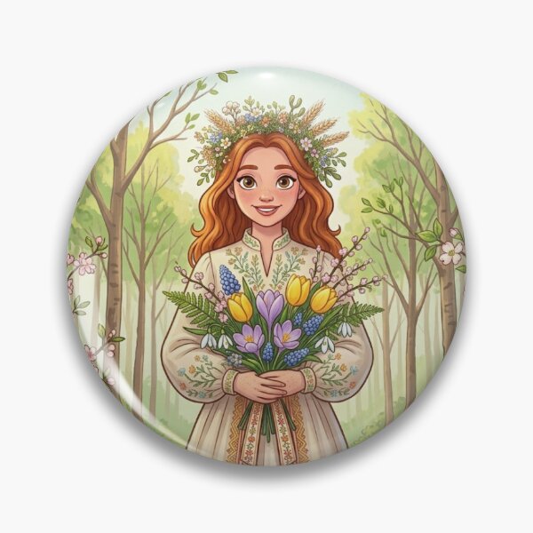 Item preview, Spring Ukrainian Girl in Embroidered Dress with Spring Flowers Art designed and sold by ElenMart.