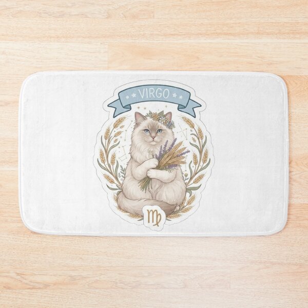 Item preview, Virgo Zodiac Cat with Wheat and Flowers - Cute Astrological Kitty Design designed and sold by PetalsPaws.